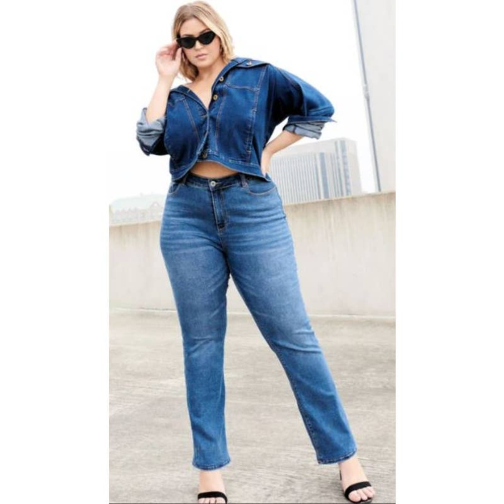 Ashley Stewart Legendary Medium Blue Bootcut Jeans - 24
